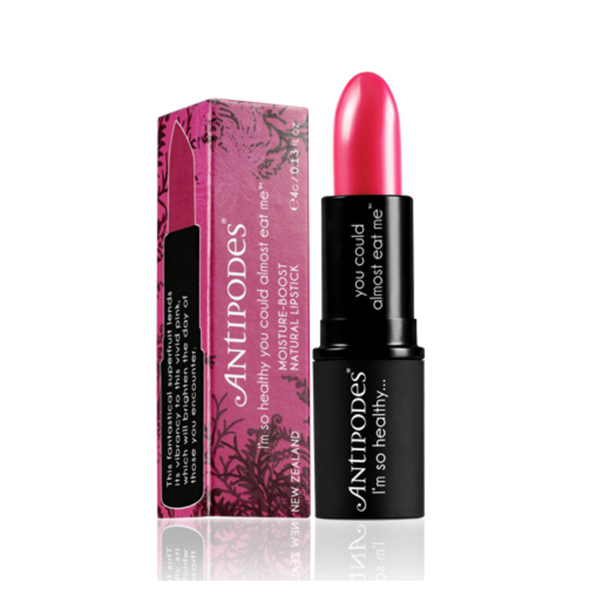 Antipodes Organic Moisture Boost Natural Lipstick - Dragon Fruit Pink 4g | Vegan, Cruelty-Free Lip Color for Daily Wear & Special Occasions