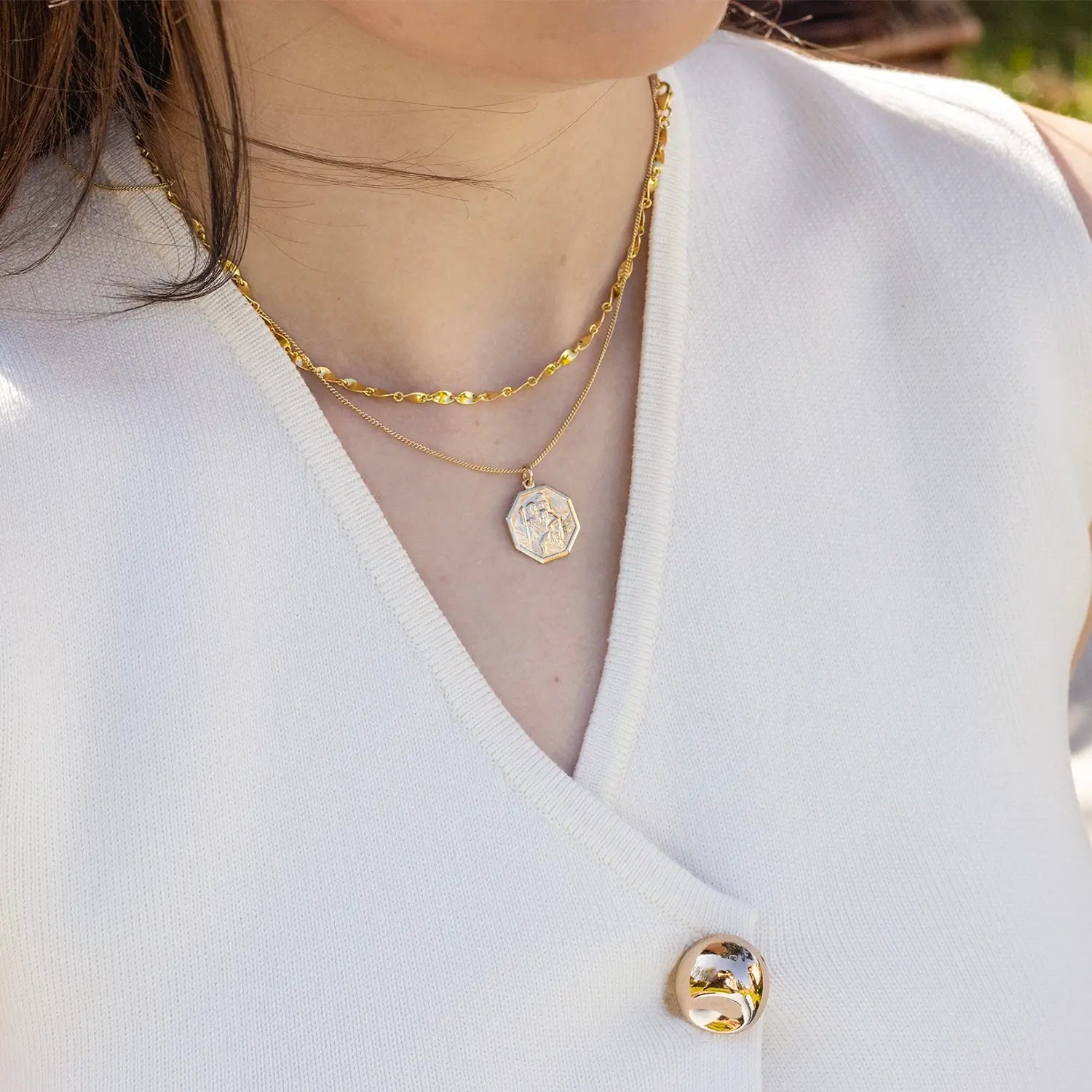 St Christopher Necklace for Men & Women - 14K Solid Gold Religious Pendant with Free Engraving - Perfect for Travel Protection & Faith Jewelry Gifts