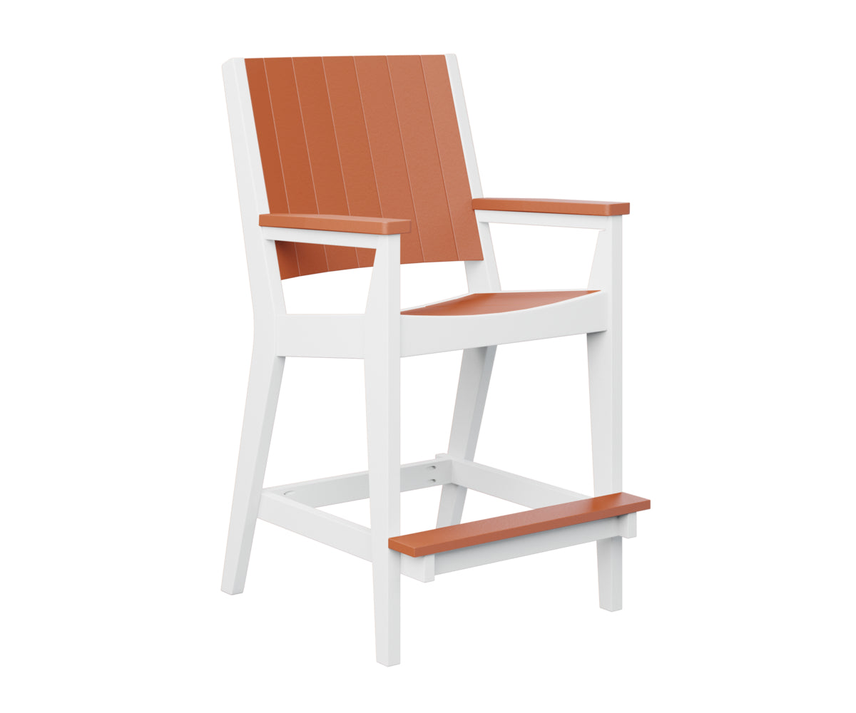 Berlin Gardens Mayhew Chat Bar Chair - Rustic Wooden Bar Stool for Kitchen Island, Pub & Outdoor Patio - Comfortable Counter Height Seating for Home & Commercial Use