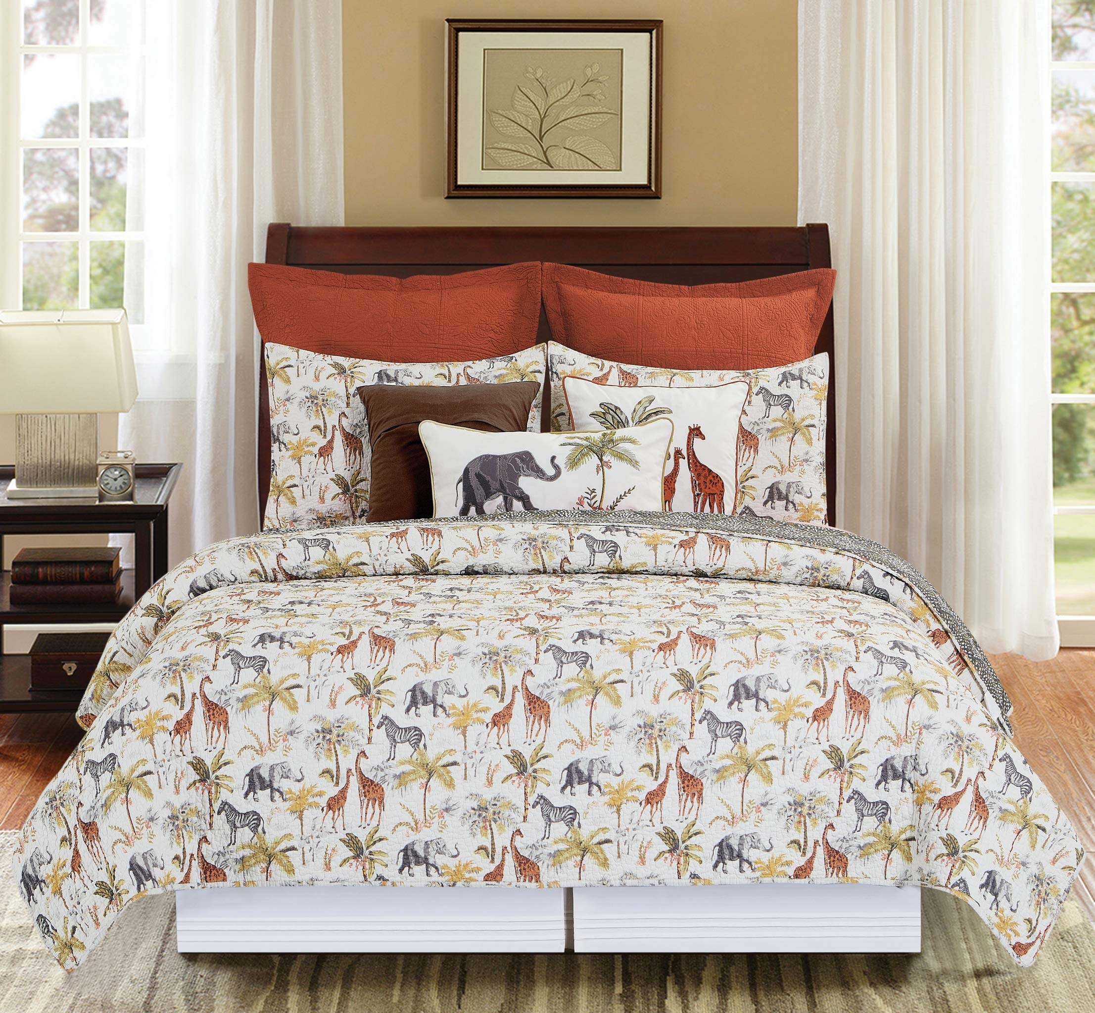 C&F Home Nico Safari Animal Print Reversible Spotted Cotton Quilt Set - Full/Queen Size 3-Piece Bedding Set in Yellow | Machine Washable for Easy Care | Perfect for Jungle-Themed Bedrooms, Kids Rooms & Safari Decor