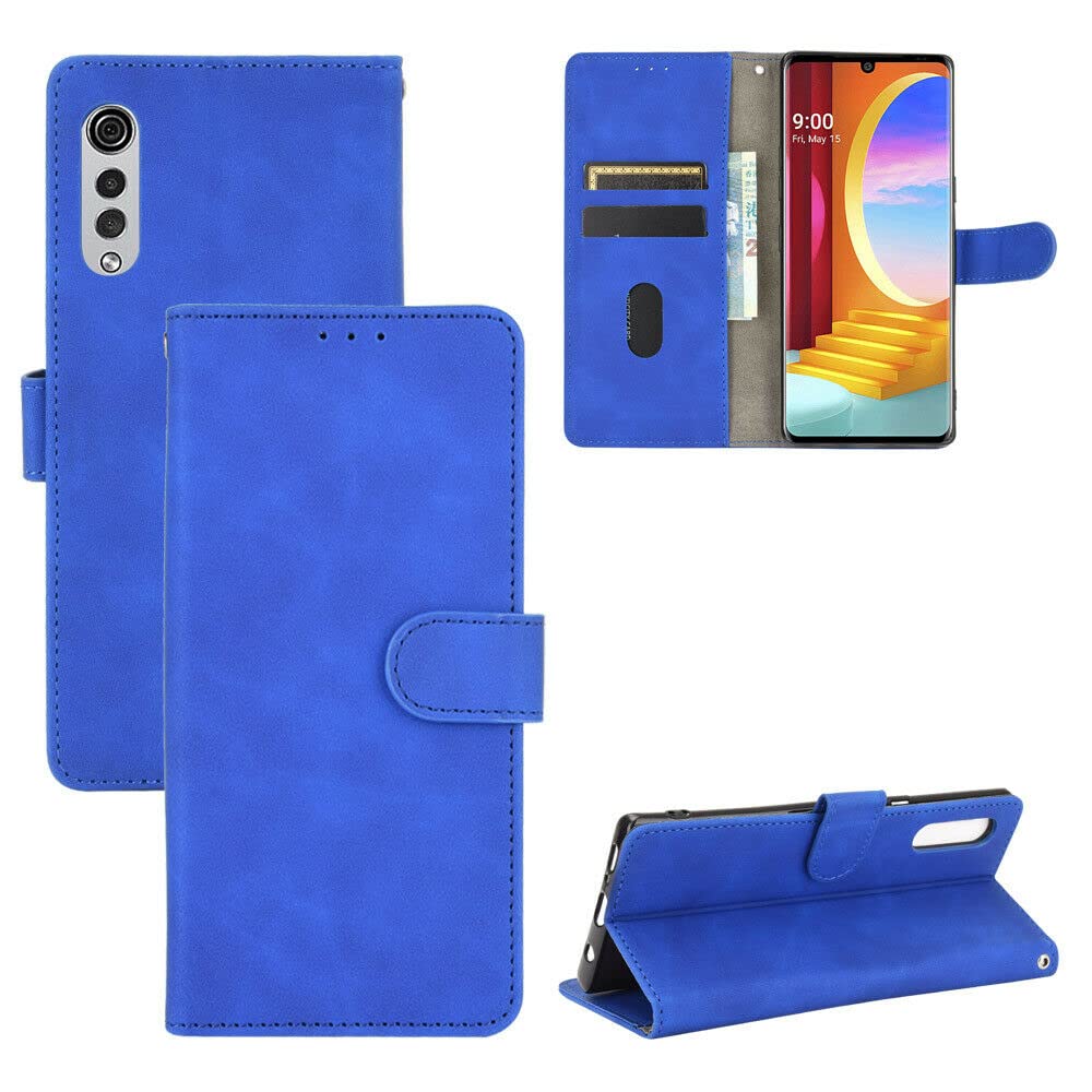 EAXER Premium PU Leather Magnetic Wallet Case for LG Velvet 5G - Retro Flip Cover with Card Slots & Kickstand | Shockproof Protection | Perfect for Work, Travel & Daily Use (Blue)