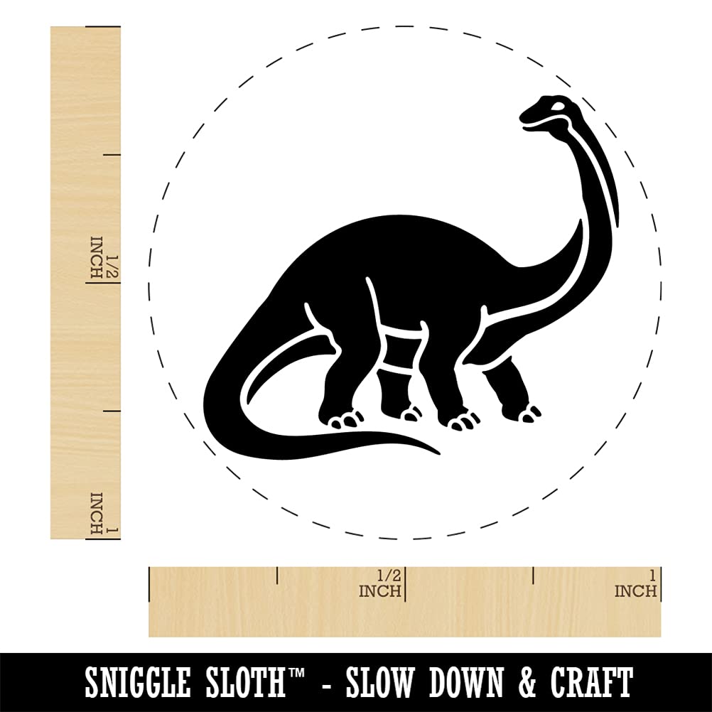Dinosaur Self-Inking Stamp - Brontosaurus Rubber Stamp for Crafts, Planners & Scrapbooking - 1 Inch Medium Size with Red Ink - Perfect for DIY Projects, Card Making & Office Use