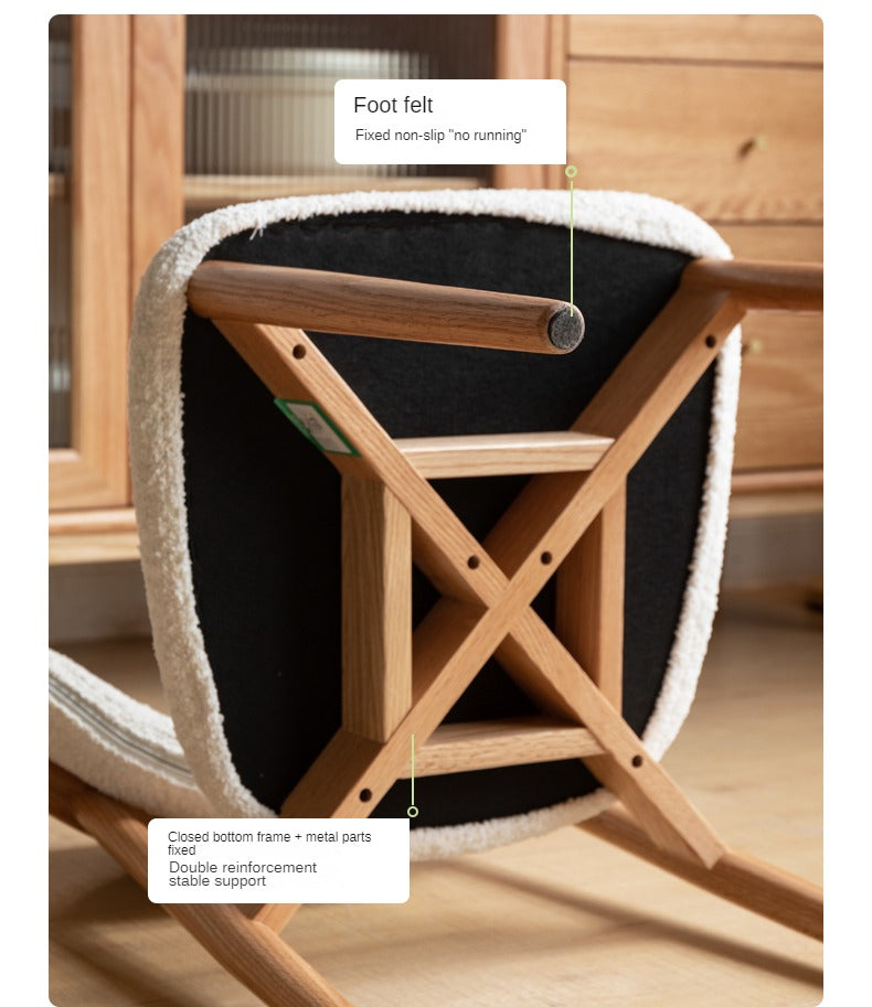 Solid Oak & Ash Wood Dining Chair with Lamb Velvet Cloud Cotton Upholstery - Comfortable Modern Farmhouse Style Seating for Kitchen, Dining Room & Breakfast Nook