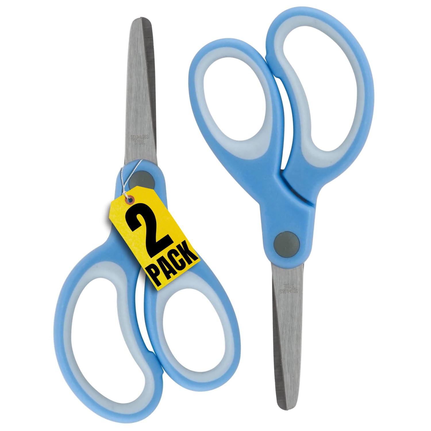 1InTheOffice Kids Safety Scissors - Blunt Tip Toddler Scissors for Arts & Crafts, School Supplies, Classroom Use - 2 Pack (Blue) - Perfect for Preschool, Kindergarten & Homeschool Activities