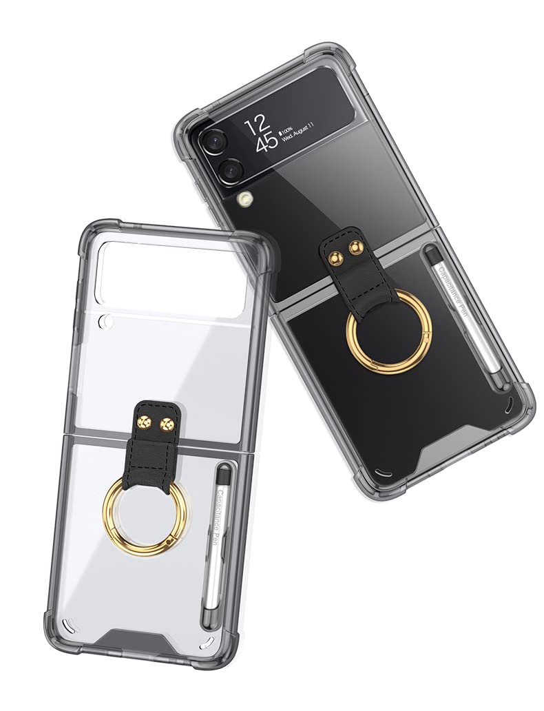 Premium Shockproof Case for Samsung Galaxy Z Flip 3 5G - Slim Protective Cover with Ring Stand, Stylus Slot & Full-Body Protection - Black | Perfect for Work, Travel & Everyday Use