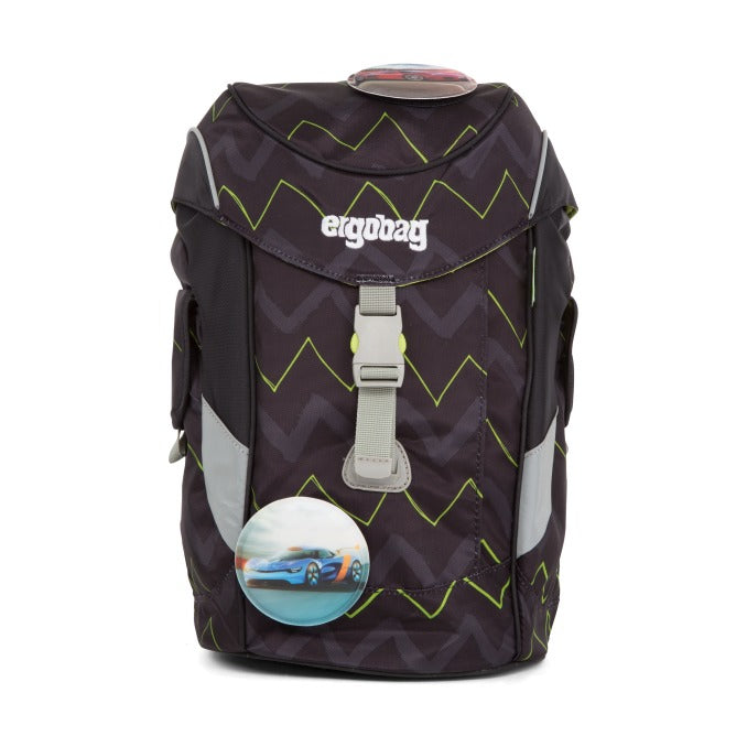 Ergobag Mini Schniekosauzer Backpack for Kids - Black Zigzag Design, Lightweight & Durable School Bag for Boys & Girls - Perfect for Preschool, Daycare & Travel