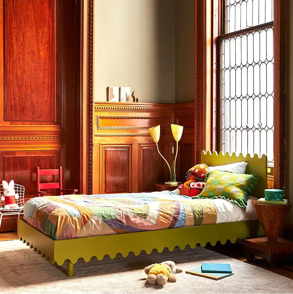 Oeuf Moss Twin Bed - Modern Wooden Toddler Bed with Safety Rails | Perfect for Kids' Bedrooms, Daycare, and Nursery Decor