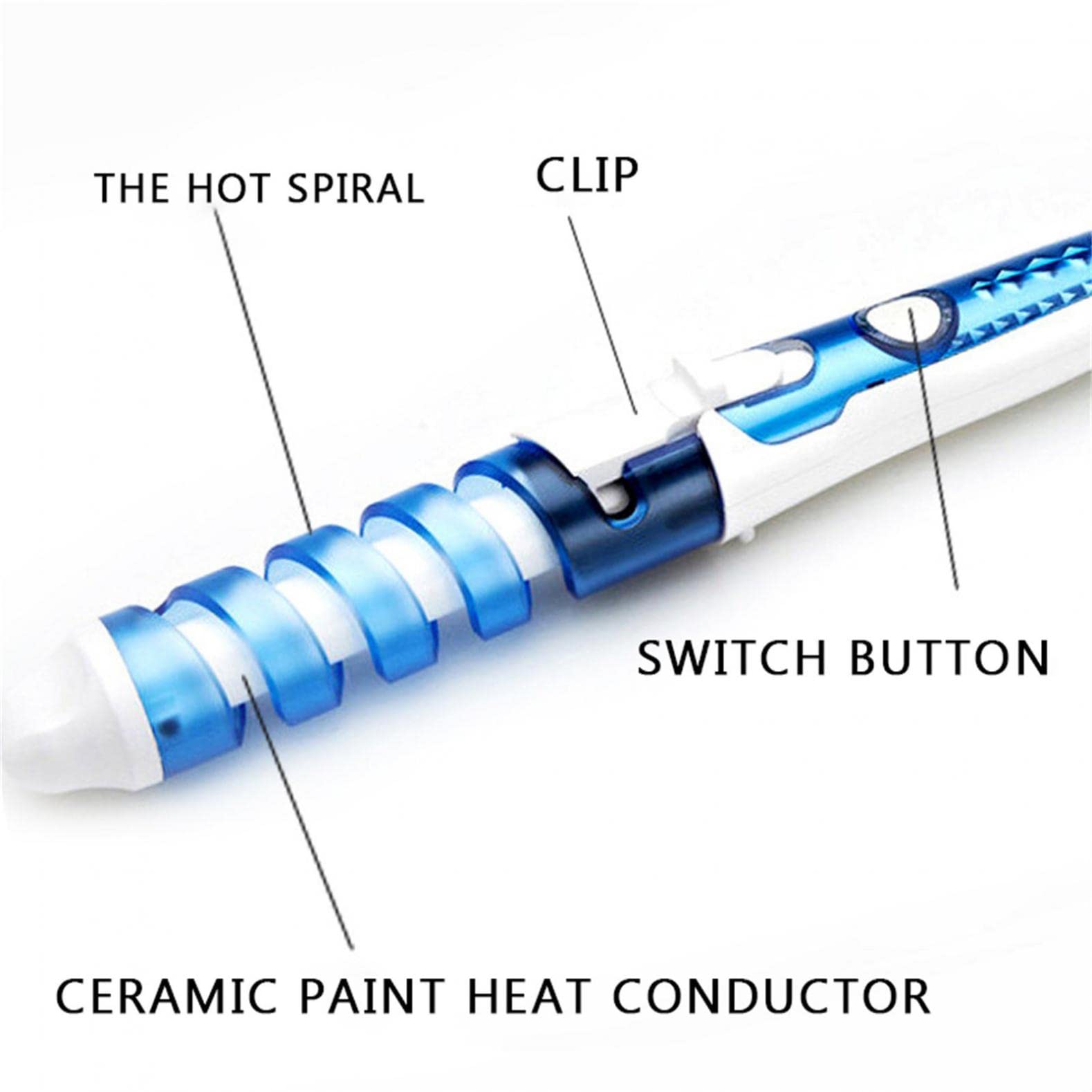 Professional Hair Salon Curling Iron - Spiral Curl Ceramic Hair Curler & Waver Wand for Long Lasting Beach Waves (A02 Blue, 1 Count) - Perfect for Home Styling, Salon Use & Special Occasions