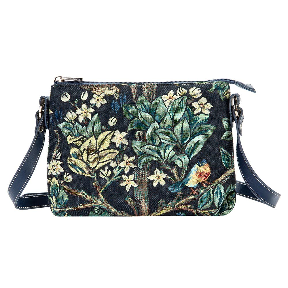 Signare William Morris Tree of Life Blue Tapestry Tote Bag, Crossbody Purse & Makeup Pouch Set for Women - Perfect for Travel, Beach & Everyday Use