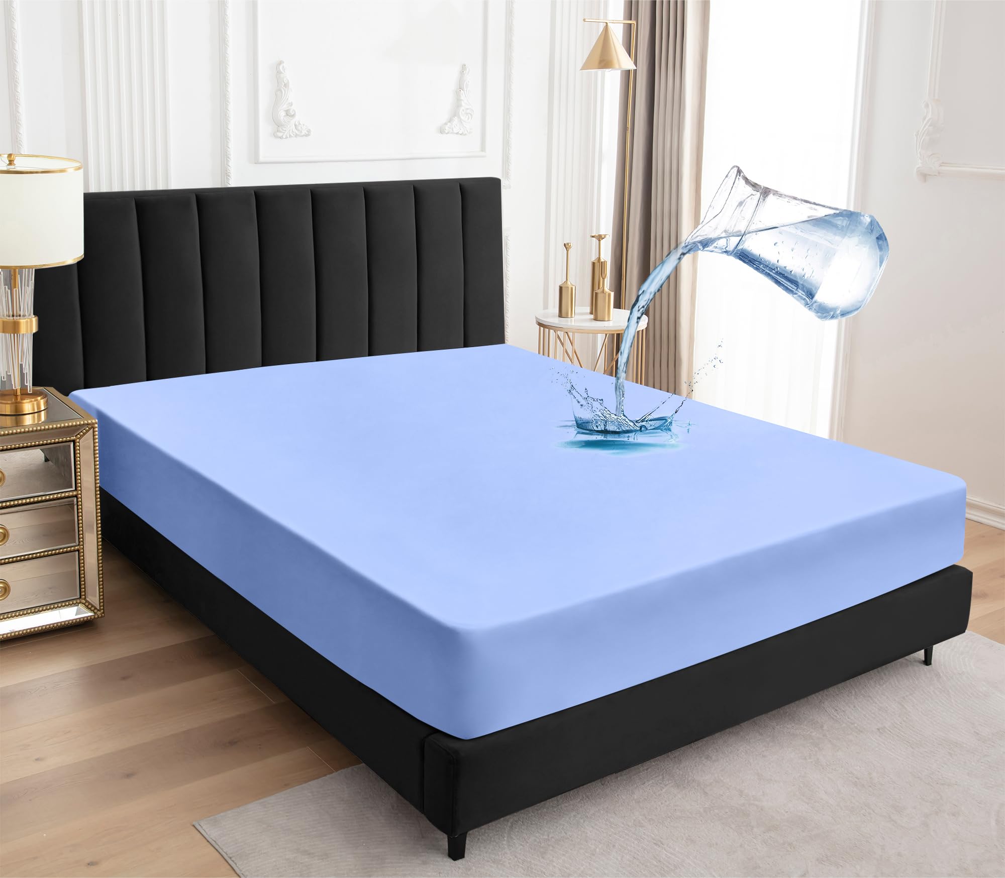 Waterproof California King Mattress Protector - Fitted Sheet Style with 18