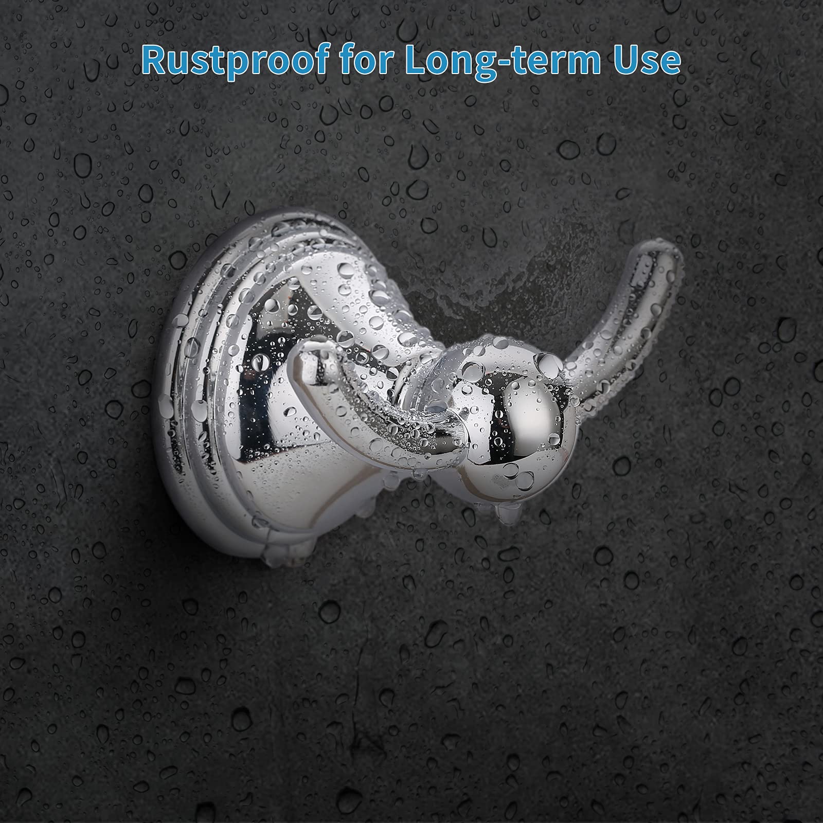 Polished Chrome Bathroom Towel Hooks - 2 Pack Wall Mounted Robe & Towel Hangers for Shower, Spa, and Home Decor - Durable Traditional Style Hooks for Hanging Bath Towels, Robes, and Accessories