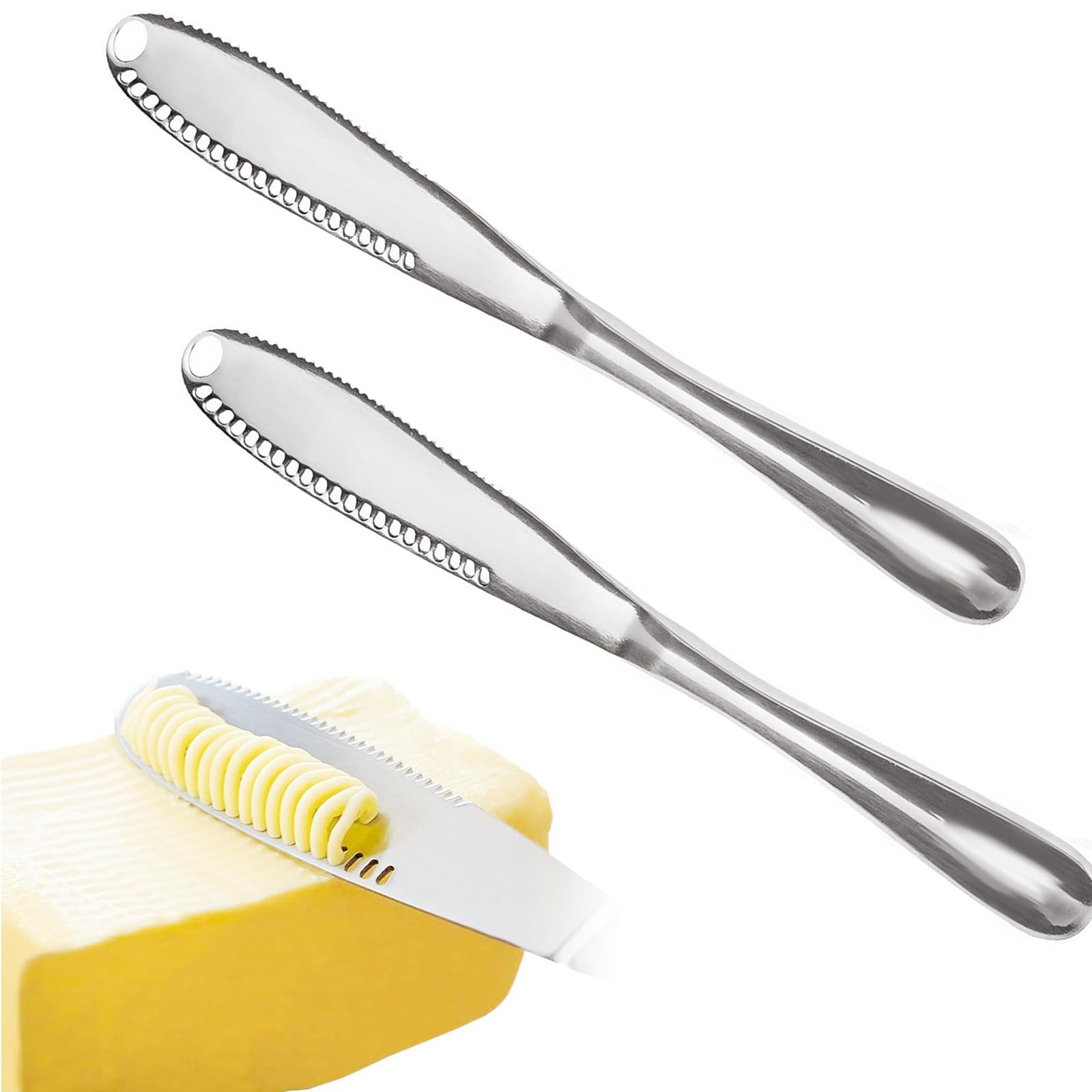 Stainless Steel 3-in-1 Butter Spreader Knife - Serrated Edge for Cutting & Spreading Butter, Cheese, Jam - Perfect for Breakfast, Baking, and Kitchen Prep