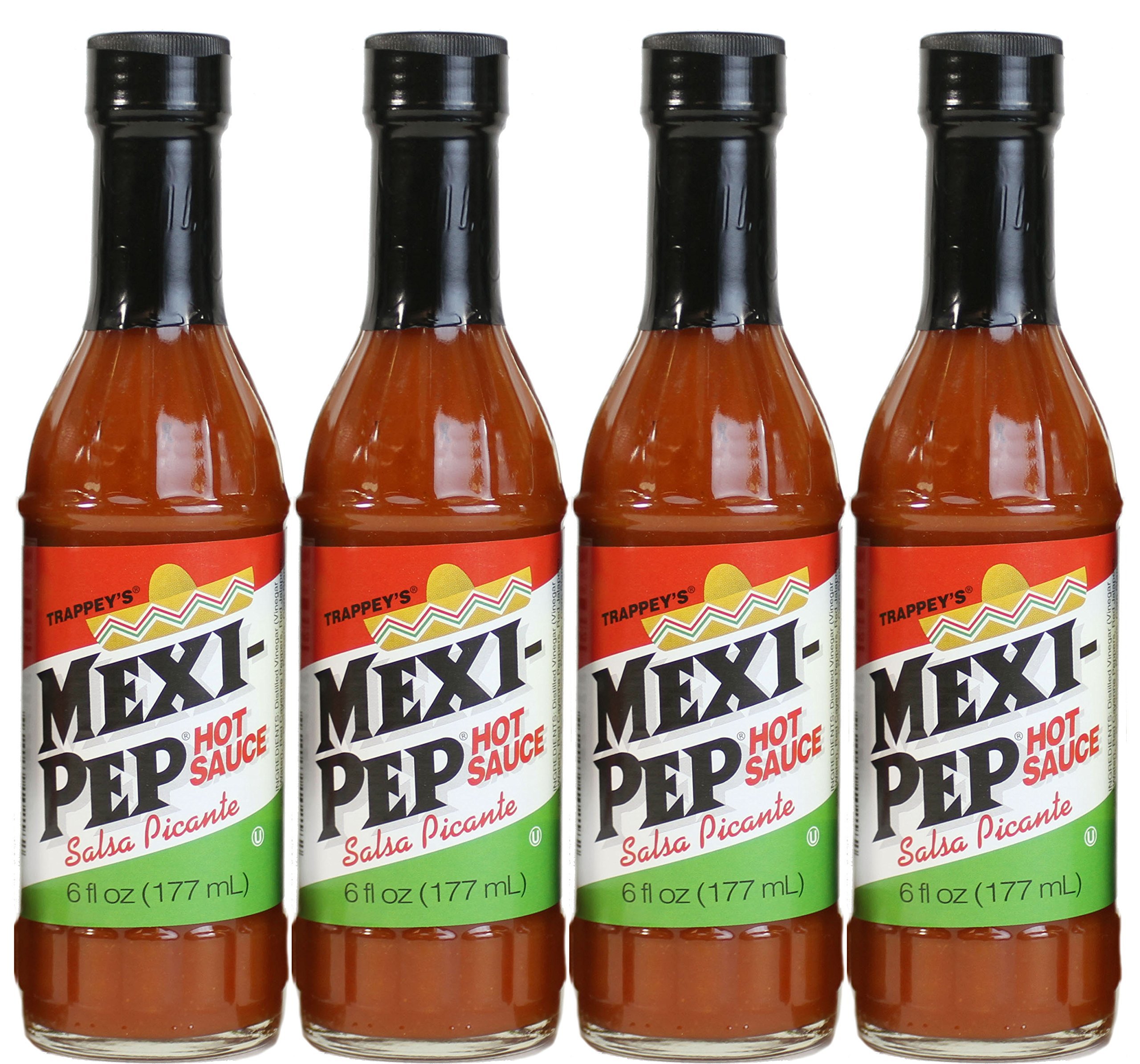 Trappey's Mexi-Pep Hot Sauce - 6 oz Bottles (Pack of 4) | Spicy Pepper Sauce for Tacos, Wings & Mexican Food | Perfect for Cooking, Grilling & Gifting
