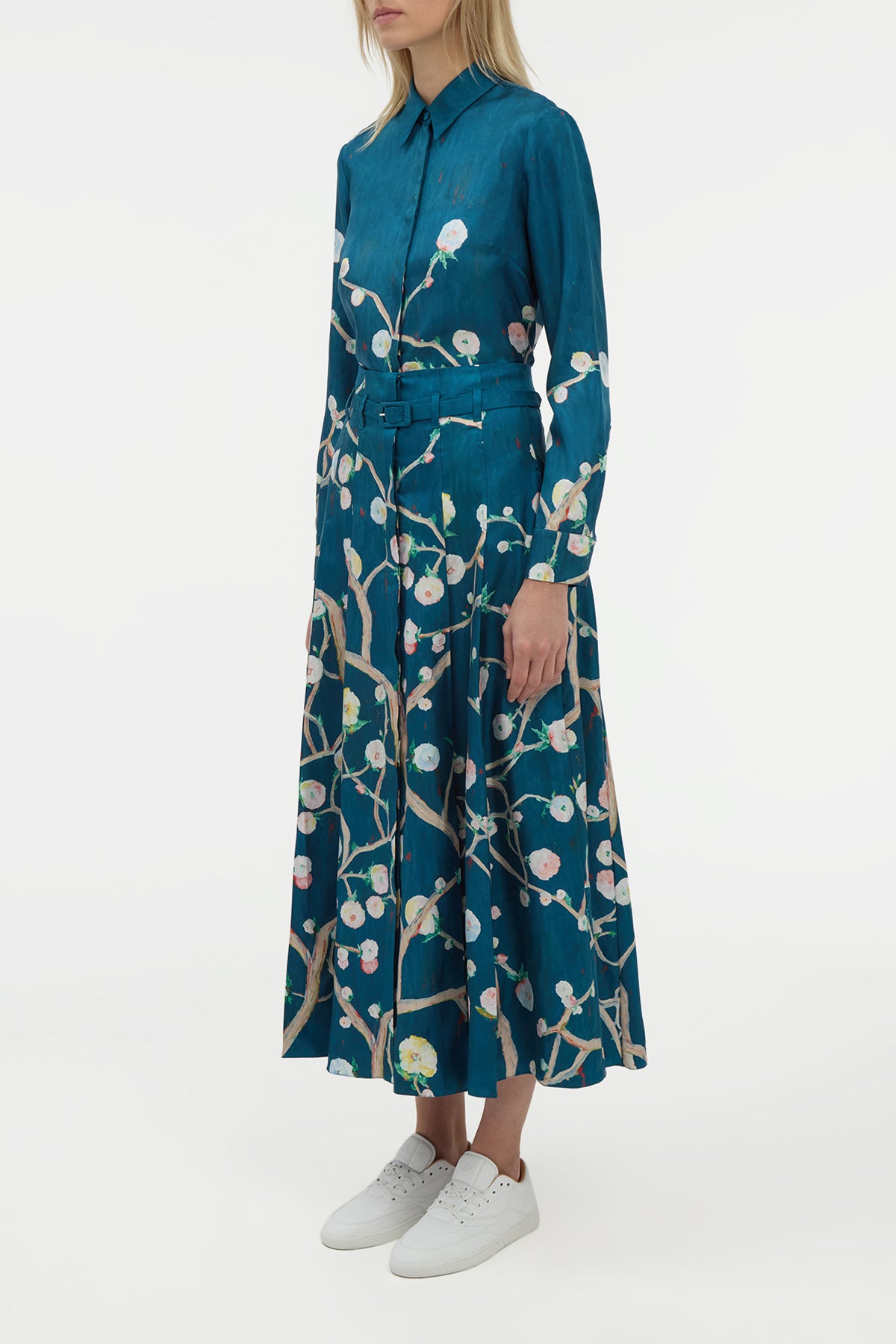 Henri Blouse - Blue Multi Printed Silk Twill Women's Top | Elegant Floral Blouse for Work, Date Night & Special Occasions