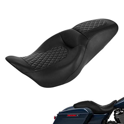 Harley Davidson Road King Street Glide Electra Glide Road Glide 2-Up Bucket Seat for Driver & Passenger - Universal Fit 2009-2023 Models - Comfortable Long Ride Motorcycle Seat for Cruiser Touring Bikes