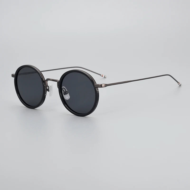 Black Polarized Sunglasses for Men - Full Rim Alloy Round Frame X906 - Perfect for Driving, Fishing & Outdoor Activities