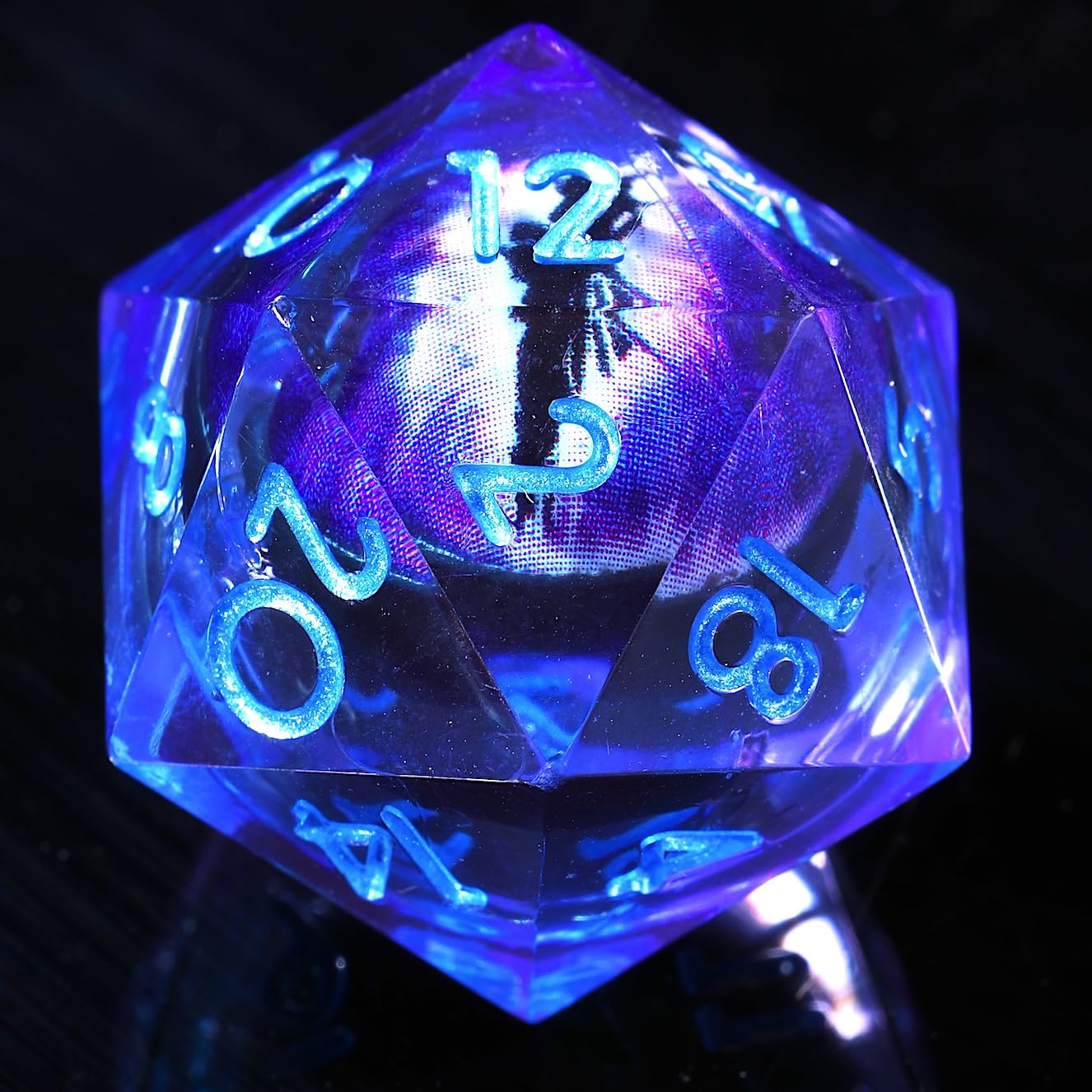 YEMEKO Beholder's Eye DND Dice Set - Handmade Dragon Eye Liquid Core Polyhedral Dice with Sharp Edges for Dungeons & Dragons, TTRPG, RPG Roleplaying Games (Blue Purple) - Perfect for Tabletop Gaming, D&D Campaigns & Collectors