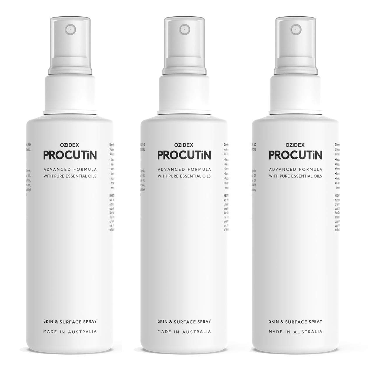 Procutin Spray - Advanced Herbal Formula for Hair & Skin Health | Natural Demodex Treatment with Ozidex | Pack of 3 | Perfect for Scalp Care & Facial Skin Revitalization