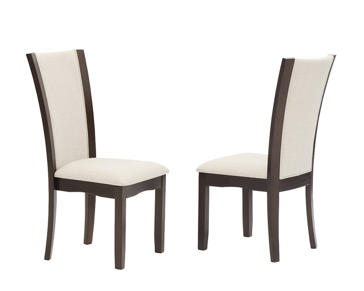 2 Pack Espresso/Beige Modern Dining Chairs - Sturdy Wooden Frame & Comfortable Upholstered Seats for Kitchen, Dining Room, and Breakfast Nook