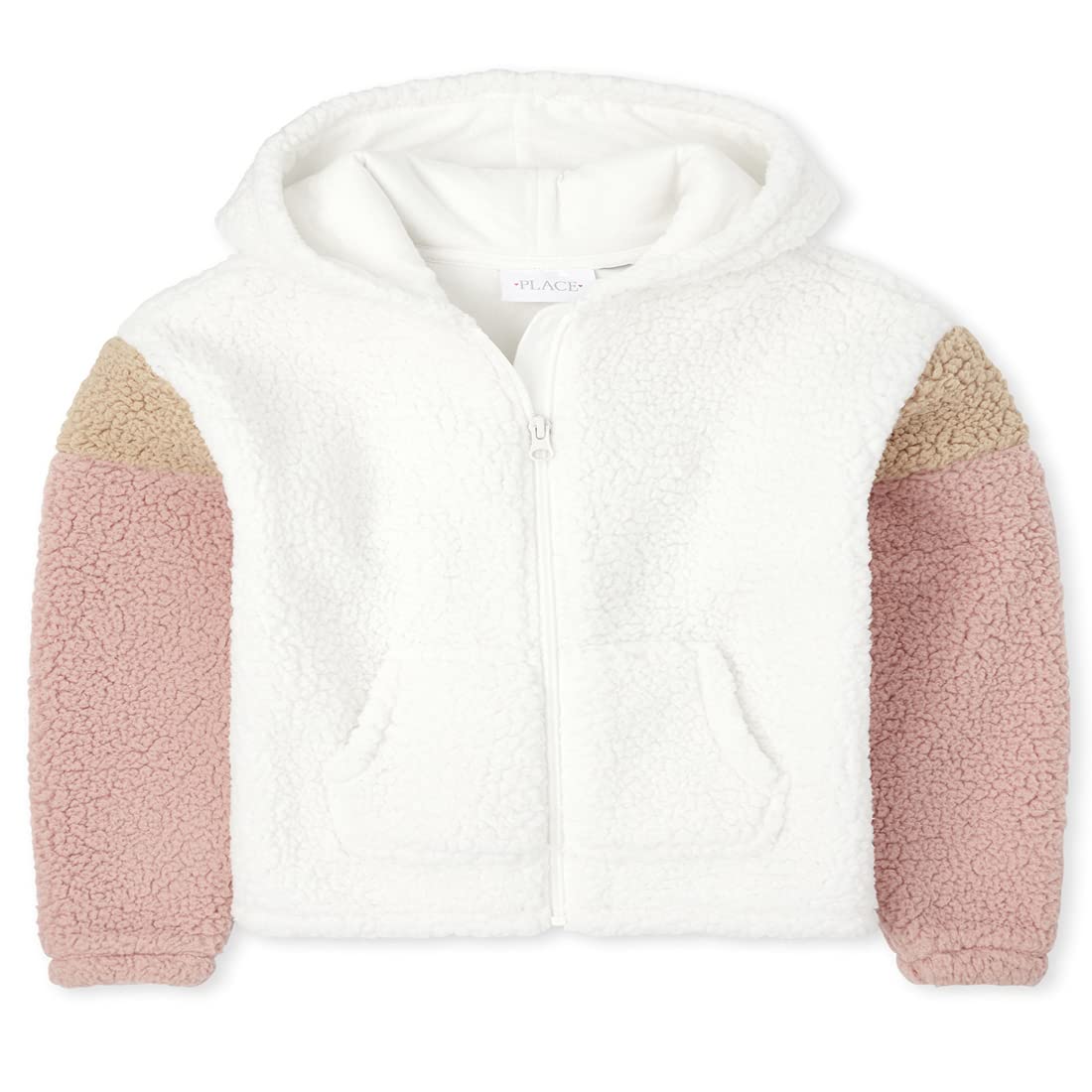 The Children's Place Girls Colorblock Sherpa Zip Up Hoodie - Warm Winter Jacket for Toddler & Kids - Cozy Fleece-Lined Outerwear for School, Playdates & Outdoor Activities