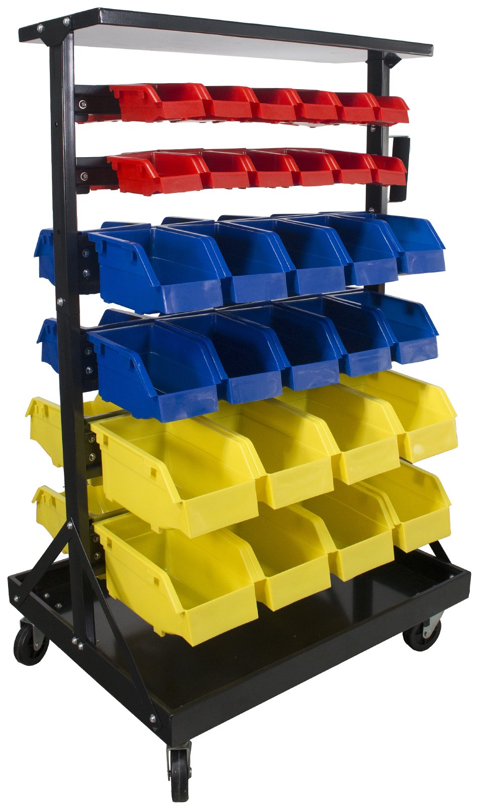TLPB04 60-Part Plastic Storage Bins with Locking Wheels - Heavy Duty Organizer for Garage, Workshop & Home Storage | Perfect for Tools, Hardware & DIY Supplies