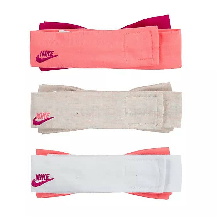 Baby Girls Nike Headbands 3-Pack - Soft Sticky Closure Head Wraps for Newborns 0-6 Months - Perfect for Photos, Playtime & Everyday Comfort
