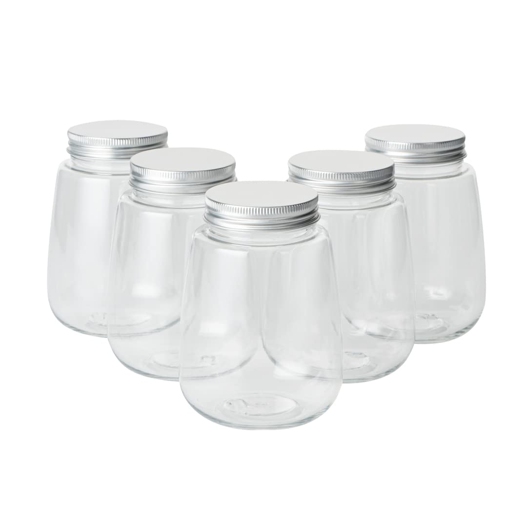 Restaurantware Bottle Tek 12oz Clear Plastic Juice Bottles (100-Pack) with Aluminum Lids - Disposable Empty Containers for Juicing, Tea, Smoothies & Cocktails | Perfect for Restaurants, Cafes & Home Use
