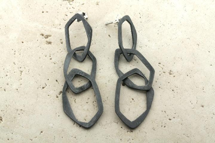 Oxidized Drop Link Earrings for Women - Trendy Boho Dangle Jewelry - Perfect for Parties, Weddings & Everyday Wear