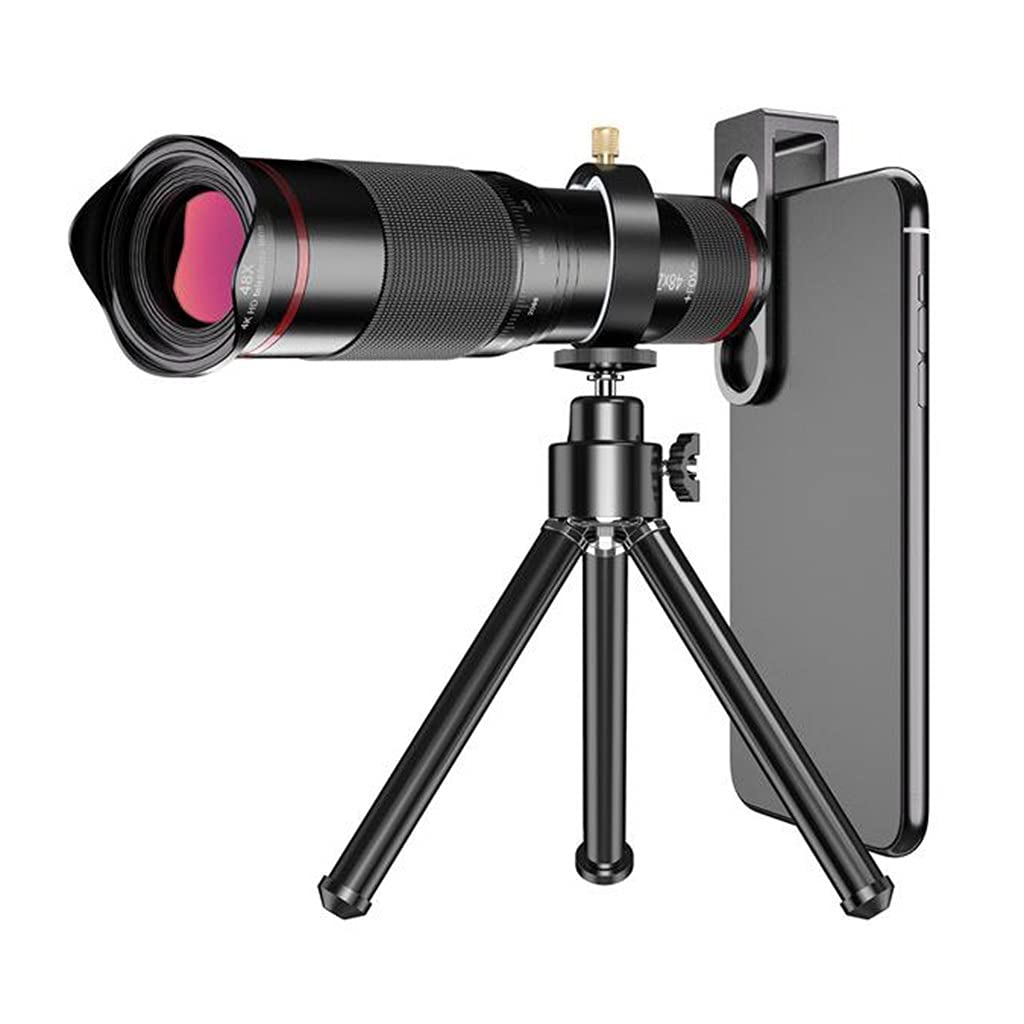 48X Optical Zoom Telescope Lens for iPhone & Android Phones - Clip-On Telephoto Camera Lens with Tripod Stand for Bird Watching, Stargazing & Outdoor Photography