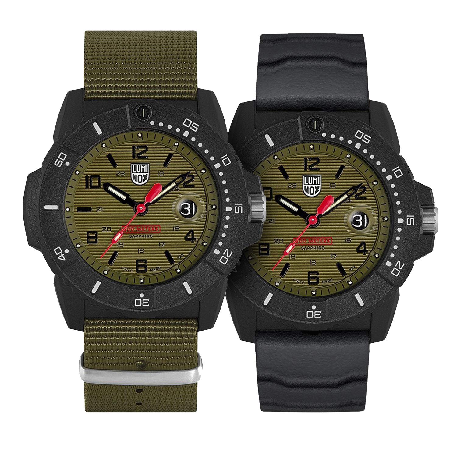 Luminox Navy Seal XS.3617 Men's Watch - 45mm Green & Black Dial, Green Webbing Strap, 200M Water Resistant - Perfect for Diving, Military & Outdoor Adventures