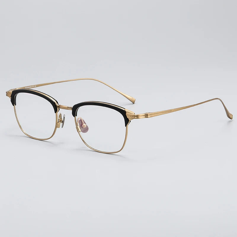 Stylish Black Unisex Square Acetate & Titanium Frame Glasses - Trendy Full Rim Eyewear for Men & Women - Perfect for Office, Reading & Fashion Accessories
