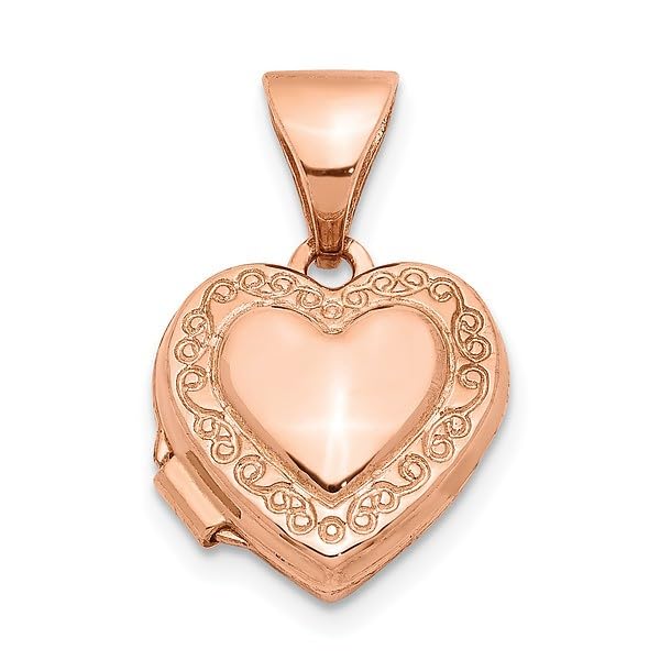 14K Solid Rose Gold Heart Locket Necklace - Personalized Photo Pendant with Engraving | Romantic Gift for Her, Anniversary, Valentine's Day, Mother's Day Jewelry