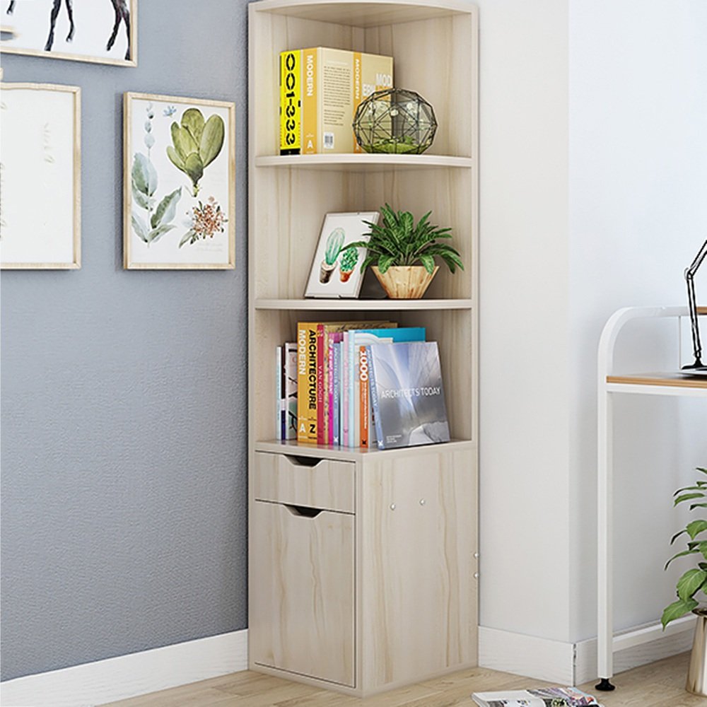 ZR Corner Bookshelf - 30cm Maple Cherry Wood Triangle Cabinet for Living Room, Bedroom & Office - Space-Saving Storage Solution for Books, Decor & Essentials