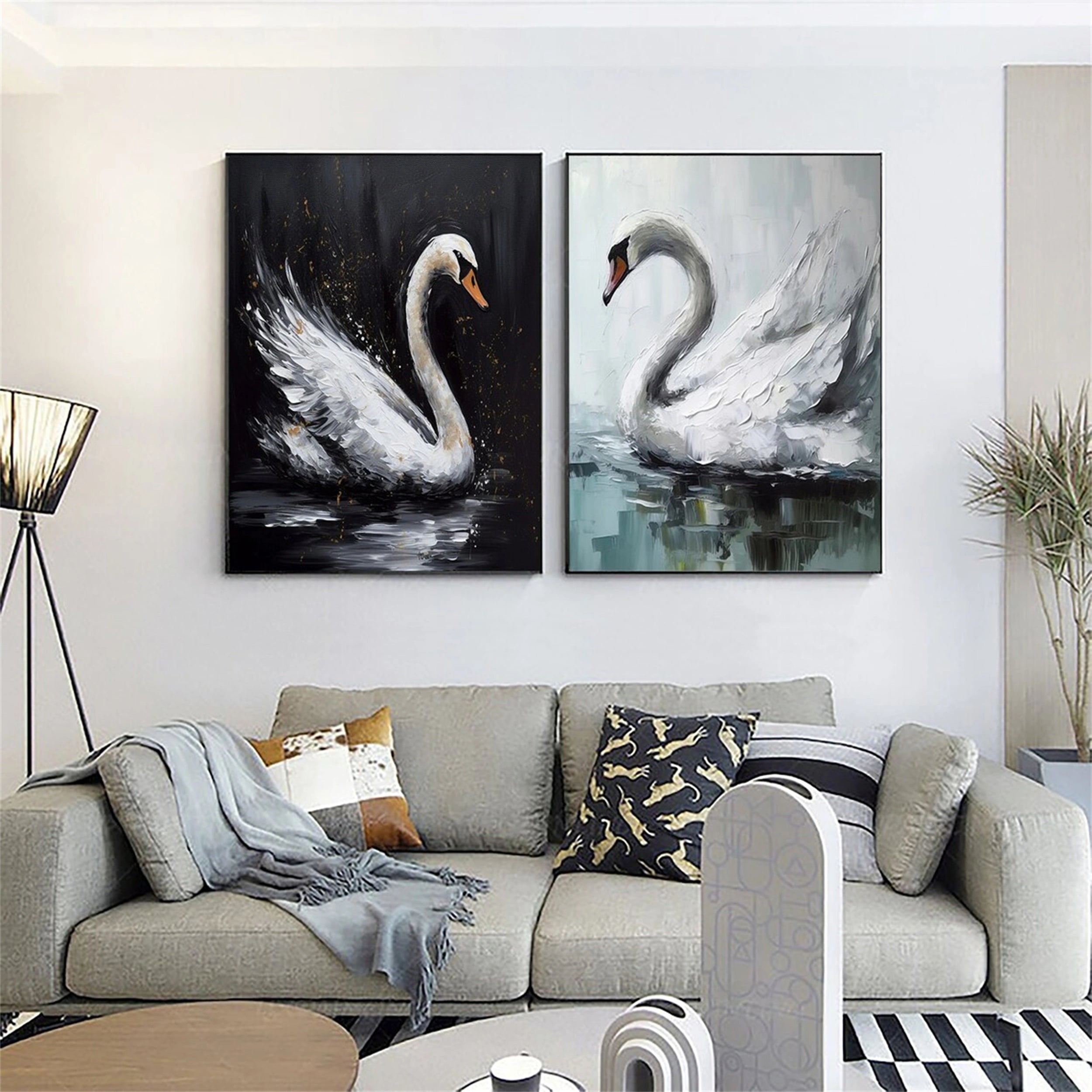 Minimalist Zen Canvas Paintings Set of 2 - Abstract Wall Art Decor for Living Room, Bedroom & Office #MZ065