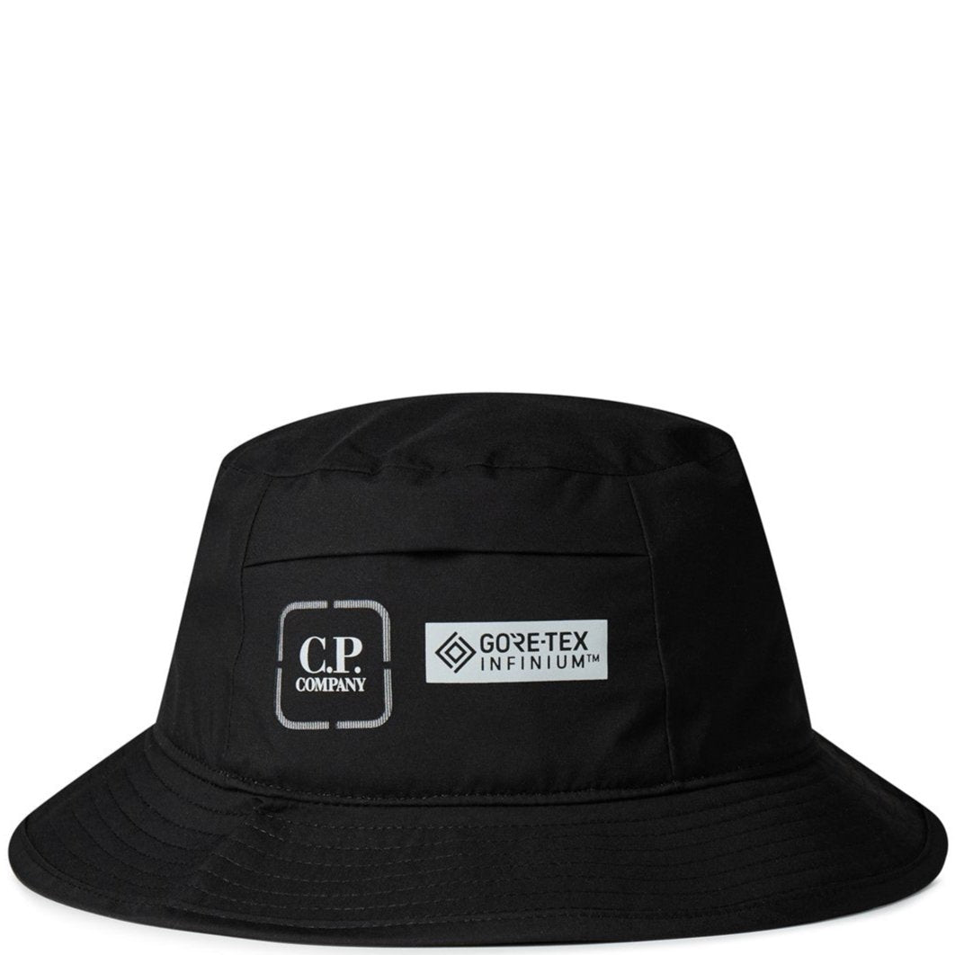 CP Company Metropolis Black Gore-Tex Bucket Hat - Waterproof Windproof Unisex Outdoor Cap for Hiking, Travel & Urban Style