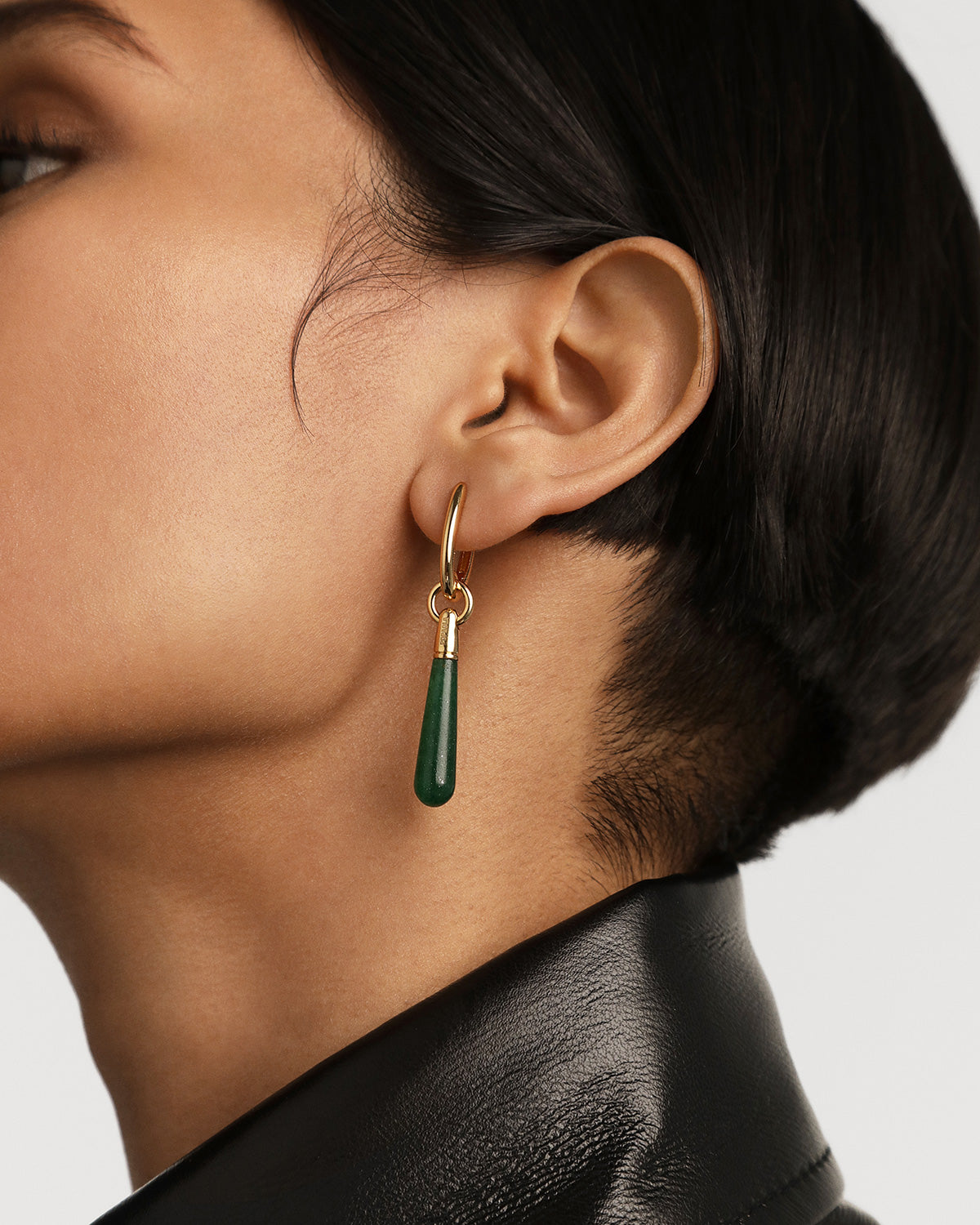 GRID 4 Green Aventurine Large Jupiter Single Hoop Earrings - Healing Crystal Jewelry for Spiritual Protection & Positive Energy | Perfect for Meditation, Yoga & Everyday Wear