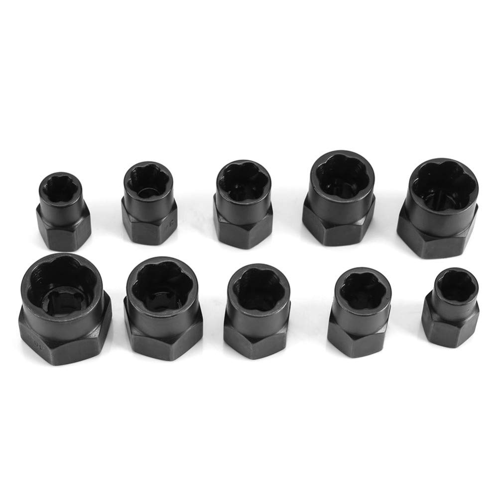 10-Piece Bolt & Nut Extractor Set - Remove Damaged, Rusted Bolts - for Auto & DIY Repairs