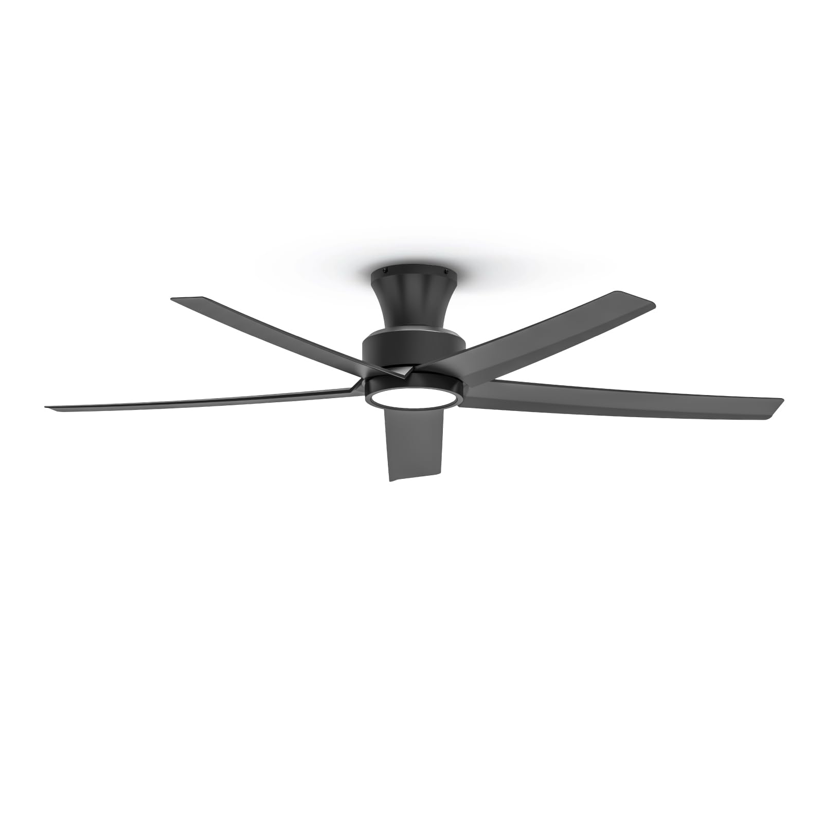52 Inch Smart Ceiling Fan with LED Light - Ultra Quiet Reversible DC Motor, Remote Control - High Airflow for Living Room, Bedroom, Patio (Black)