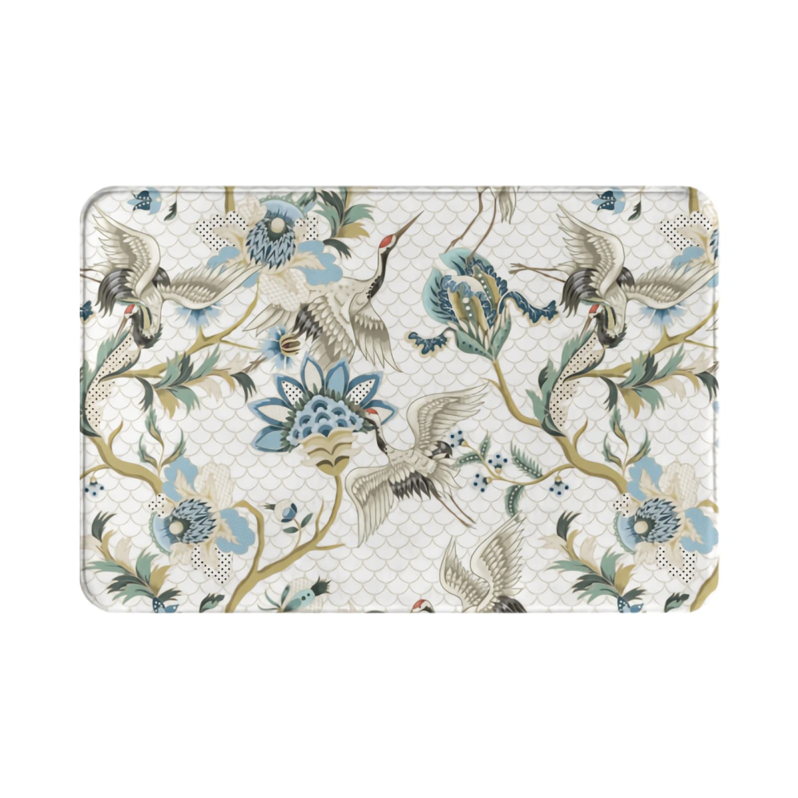 Vintage Japanese Floral Bath Mats Set - Non-Slip Washable Flannel Bathroom Rug, Kitchen Mat, Bedroom Carpet (15.7x26.3 in) - Perfect for Entryway, Indoor Floor Decor & Cozy Home Accents