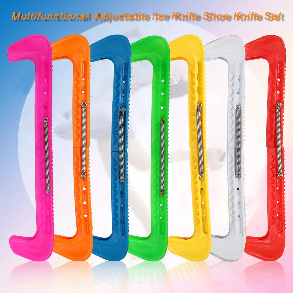 Tbest Adjustable Plastic Ice Hockey Skate Blade Guards - 1 Pair (7 Colors) - Durable Spring-Loaded Design for Figure Skating & Hockey Practice - Perfect for Rink & Training Sessions