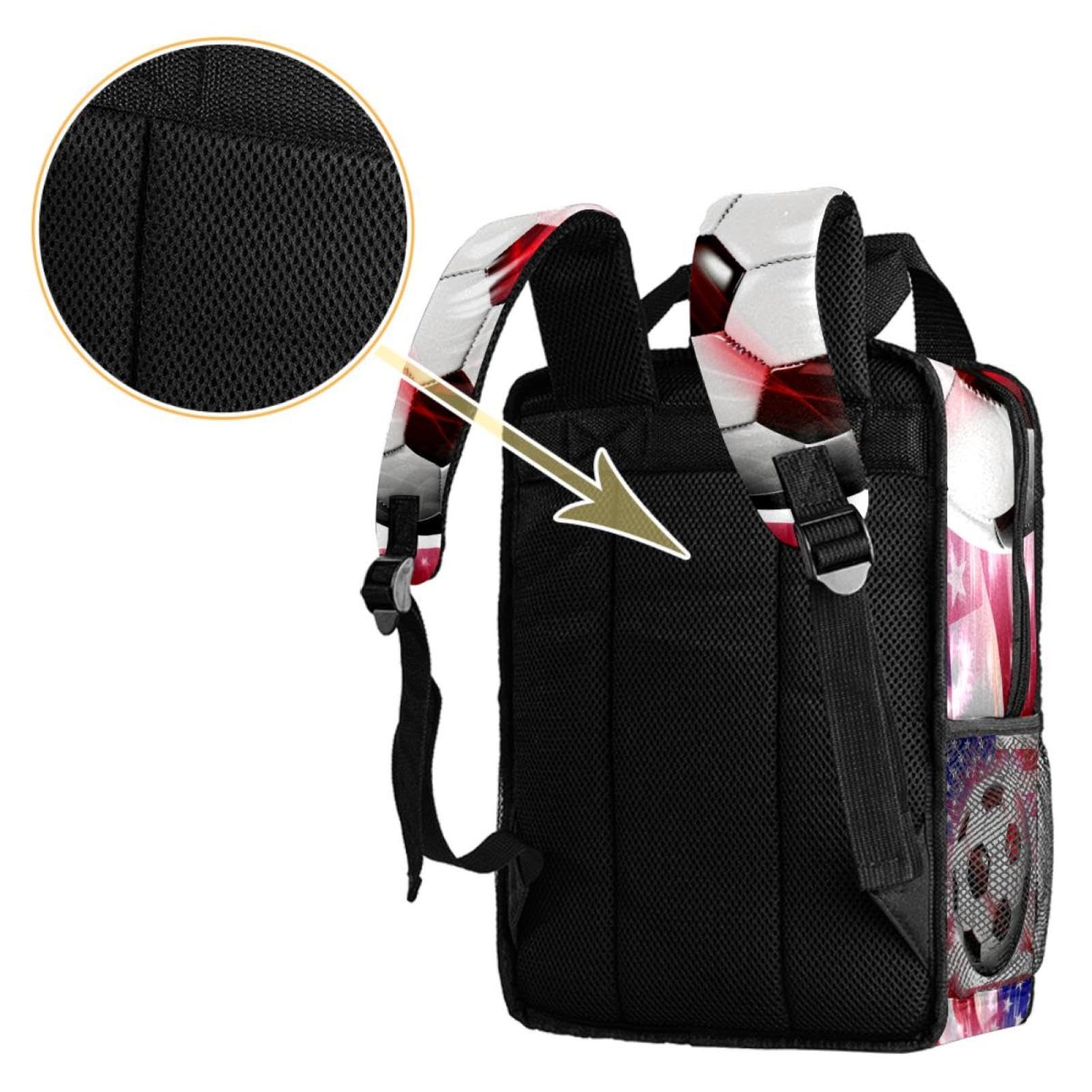 Men's & Women's Travel Backpack with American Flag & Football Design - Durable Carry-On Backpack for College, Hiking, Gym & Outdoor Adventures