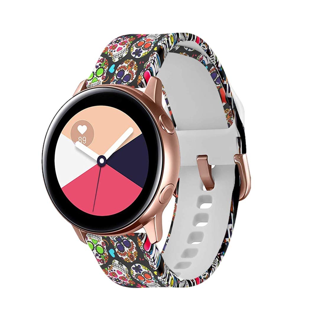 Vibrant Galaxy Watch Bands for Samsung Galaxy Watch 42mm/Active 40mm/Active2 40mm 44mm/Gear Sport - Rose Gold Skull Design Women's Watch Strap - Perfect for Workouts, Fashion & Everyday Wear