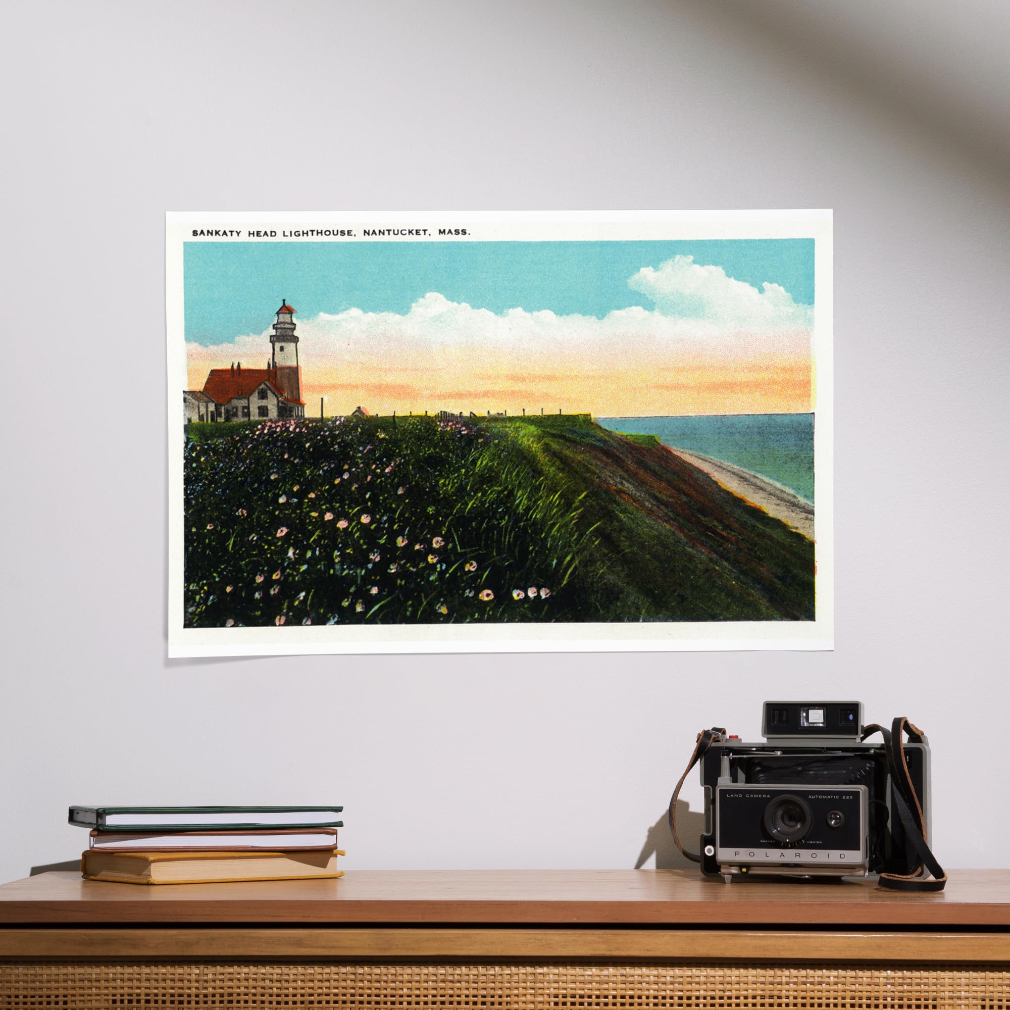 Lantern Press 16x24 Inch Giclee Print - Nantucket Massachusetts Sankaty Head Lighthouse Wall Art - Perfect for Coastal Decor, Beach House Living Room & Office Wall Decor