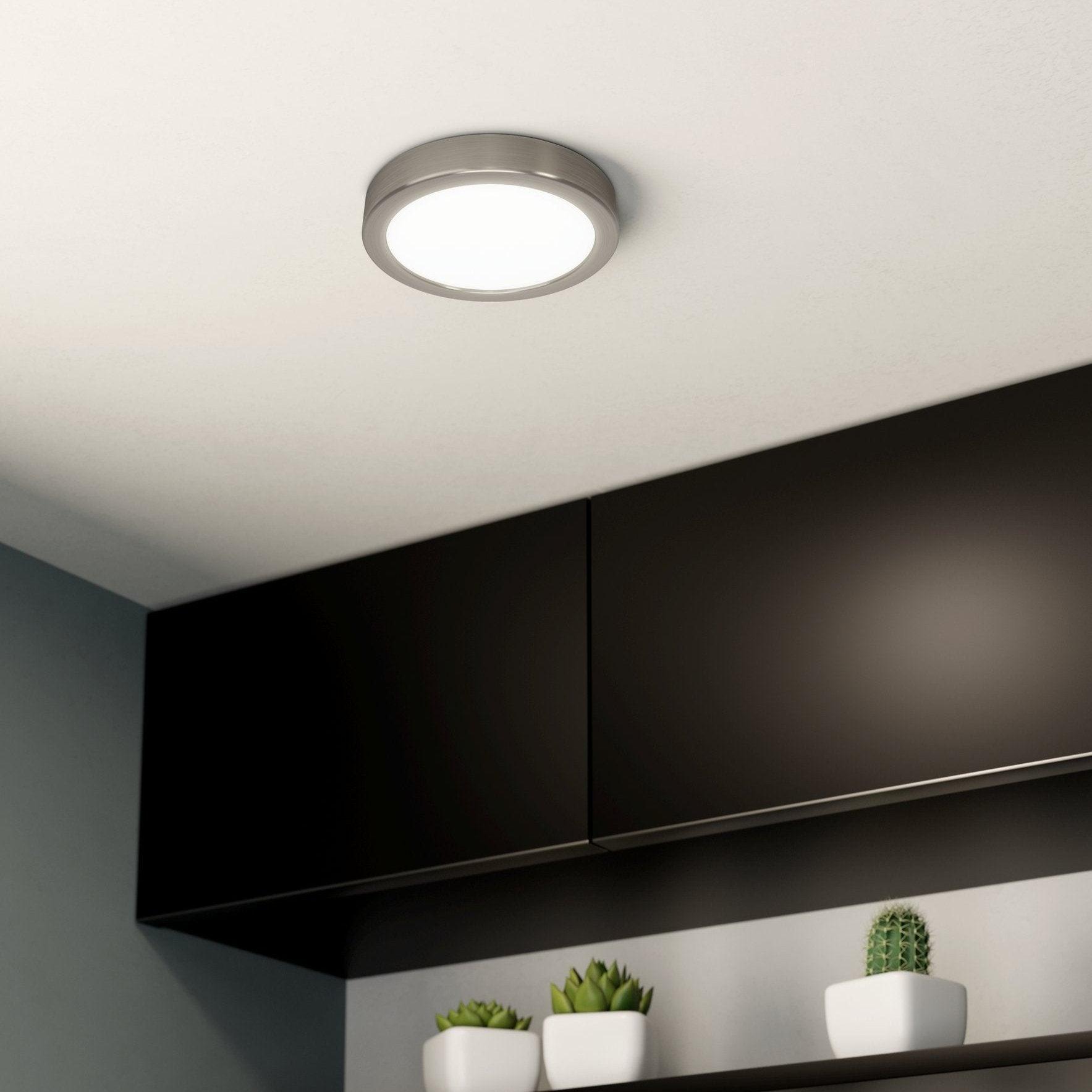 Eglo Fueva 5-LED Nickel Flush Mount Ceiling Light Fixture - 16cm Cool White - Perfect for Bedroom, Kitchen, Hallway Lighting