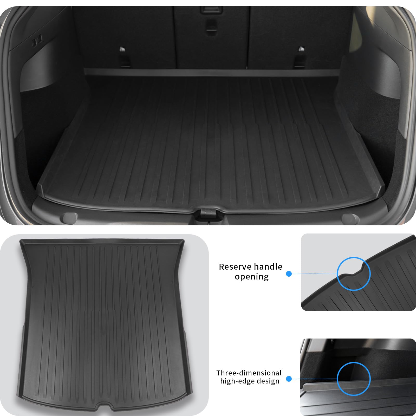 Premium All-Weather Cargo Liners for Tesla Model Y (2021-2025) - Heavy Duty Trunk Mats, Frunk & Rear Trunk Tray Protectors - Waterproof, Non-Slip Car Accessories for Road Trips, Camping & Daily Use