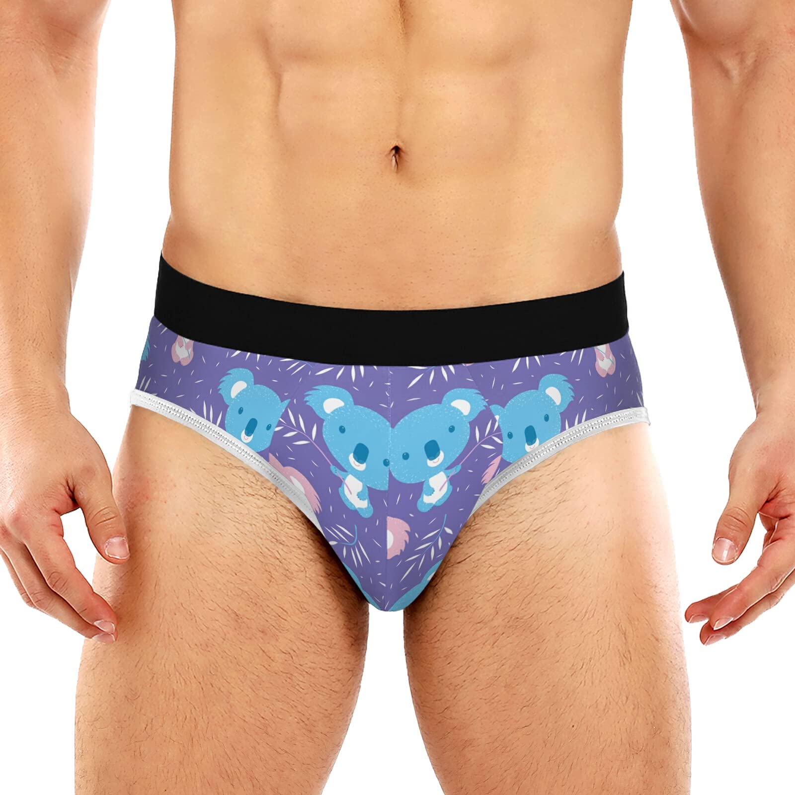 JUAMA Men's Briefs - Cute Koala with Eucalyptus Print Breathable Cotton Underwear Comfortable Boxer Shorts for Men & Boys | Perfect for Daily Wear, Sleep & Lounge