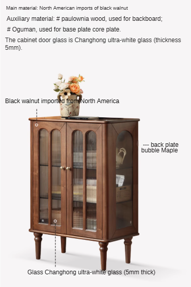 Vintage Black Walnut Solid Wood Side Cabinet - Handcrafted Retro Nightstand for Bedroom, Living Room & Office Storage