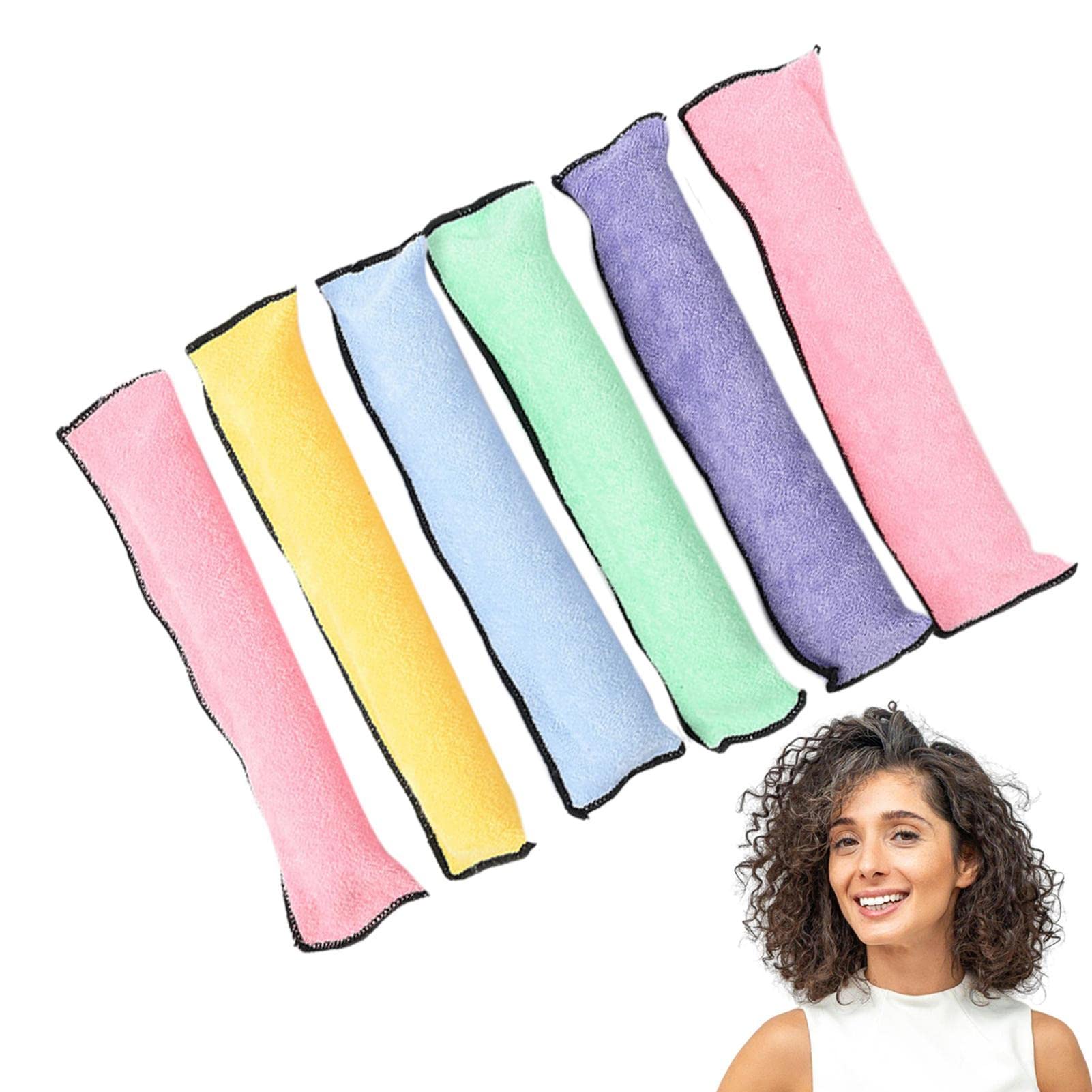 6 Pack No Heat Sleep In Hair Curlers for Women & Girls - Soft Flexible Rollers for Thick & Long Hair - Overnight Curling Styling Tools - Perfect for Bedtime, Travel & Natural Curls Without Damage