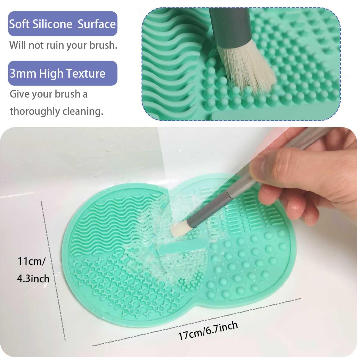 2 Pcs Silicone Makeup Brush Cleaning Mat with Suction Cups - Green & Pink | Professional Cosmetic Brush Cleaner Tool for Daily Makeup Routine & Travel | Perfect for Home, Salon & On-the-Go Use