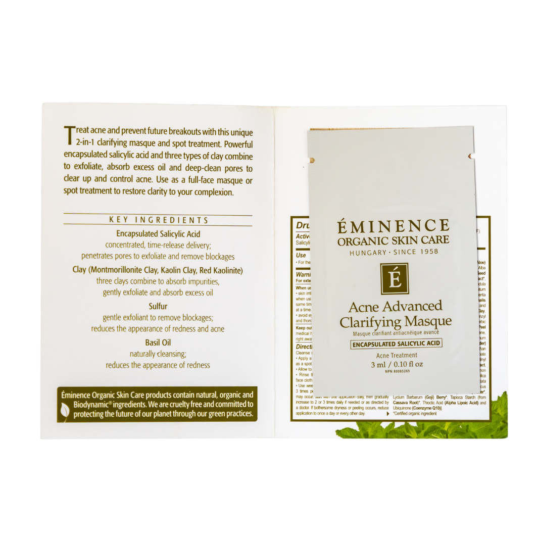 Eminence Organics Acne Advanced Clarifying Masque - Deep Cleansing Facial Mask for Acne-Prone Skin | Perfect for Oily & Combination Skin Types | Use for Weekly Detox & Pore Minimizing